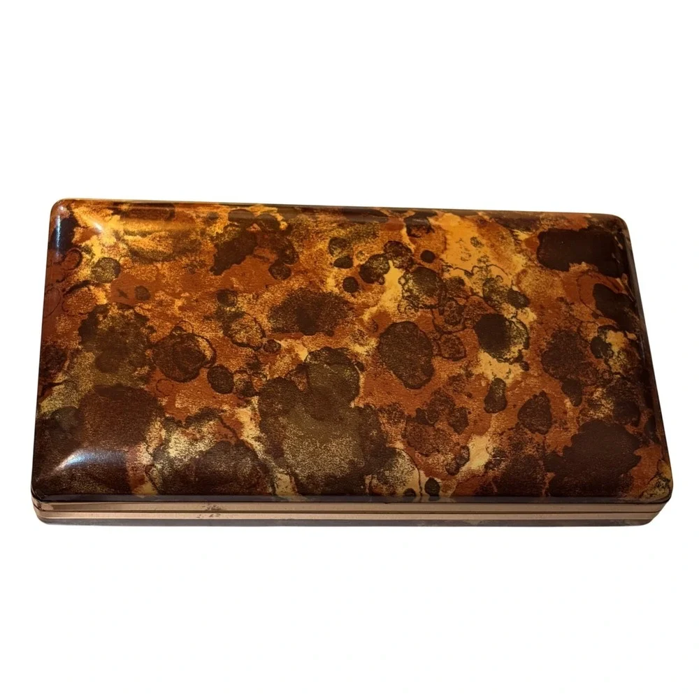 Vintage Mele Jewelry Box Faux Tortoiseshell‎ Finish Velvet Interior MCM Regency